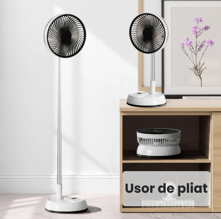 Ventilator Pliabil Telescopic Alb cu USB & Telecomanda Ø20cm