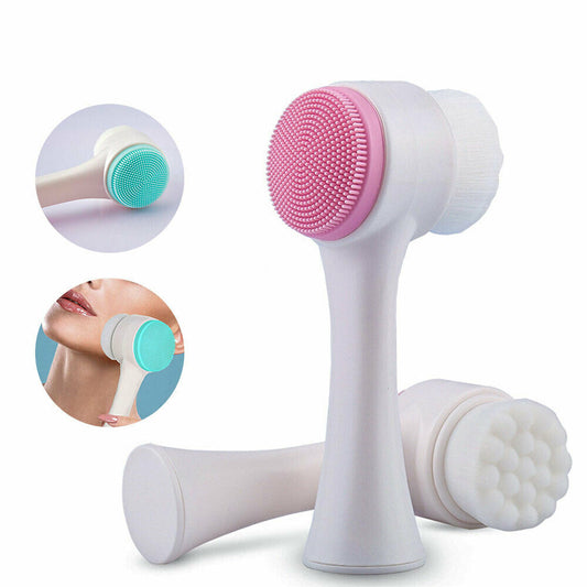 Set Curățare Față 3 Piese – 2 Perii și Burete Exfoliant