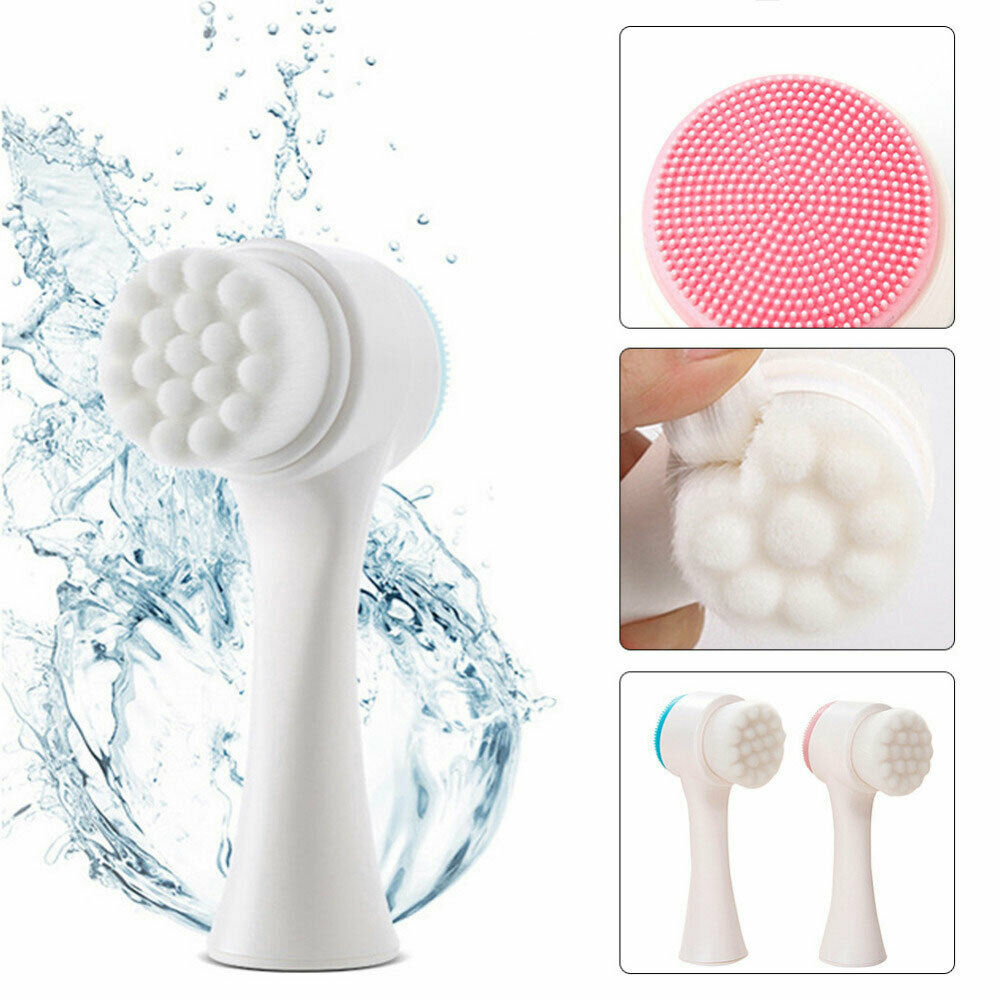 Set Curățare Față 3 Piese – 2 Perii și Burete Exfoliant
