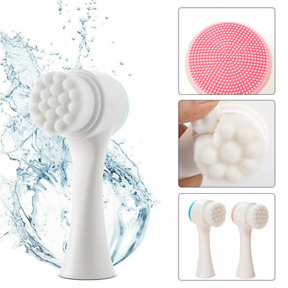 Set Curățare Față 3 Piese – 2 Perii și Burete Exfoliant