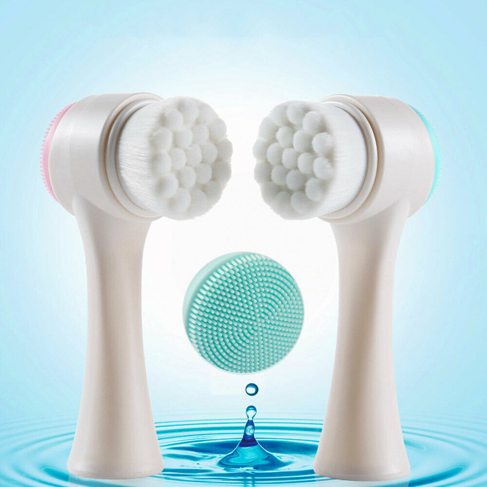 Set Curățare Față 3 Piese – 2 Perii și Burete Exfoliant
