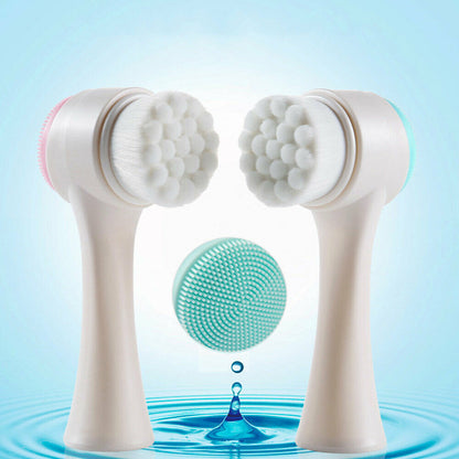 Set Curățare Față 3 Piese – 2 Perii și Burete Exfoliant