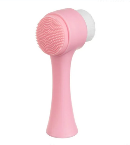 Set Curățare Față 3 Piese – 2 Perii și Burete Exfoliant