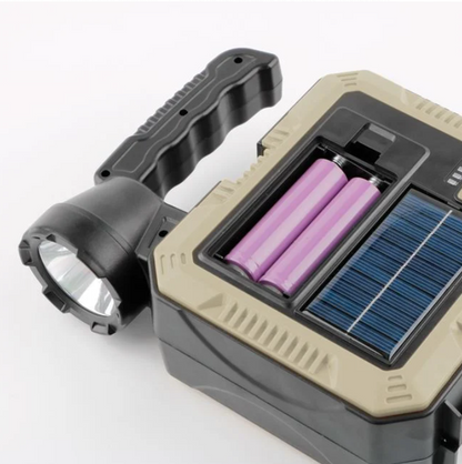 Lanternă LED Reîncărcabilă Solară cu Unelte și Powerbank – 5 Moduri, 15.4x6.8x20.2cm