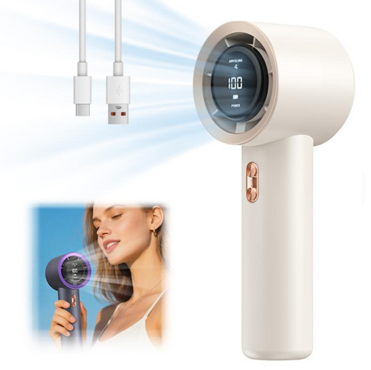 Ventilator de Mână Portabil | Afișaj LED | Gri Antracit | Turbo USB