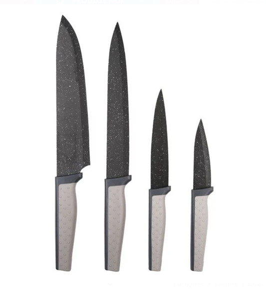 Cutit Bucatar Şef Negru Marble - 4buc.