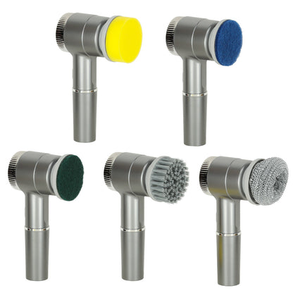 Perie electrica "5-in-1" cu 5 accesorii de curatare pentru baie, podea, rosturi faianta, piscina, cu afisaj cu LED si incarcare USB