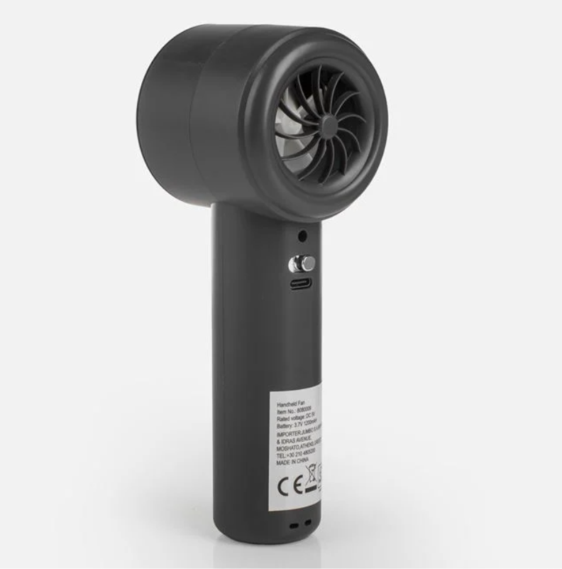 Ventilator de Mână Portabil | Afișaj LED | Gri Antracit | Turbo USB